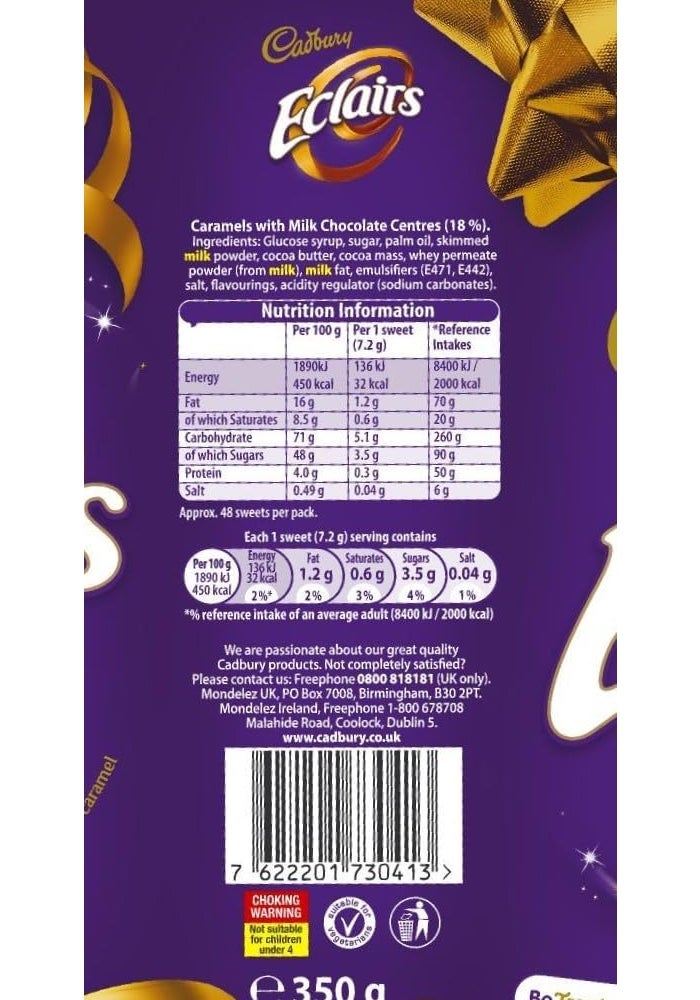 Cadbury Eclairs - Chewy Caramel Sweets with Chocolate Center, 350g - Image 2